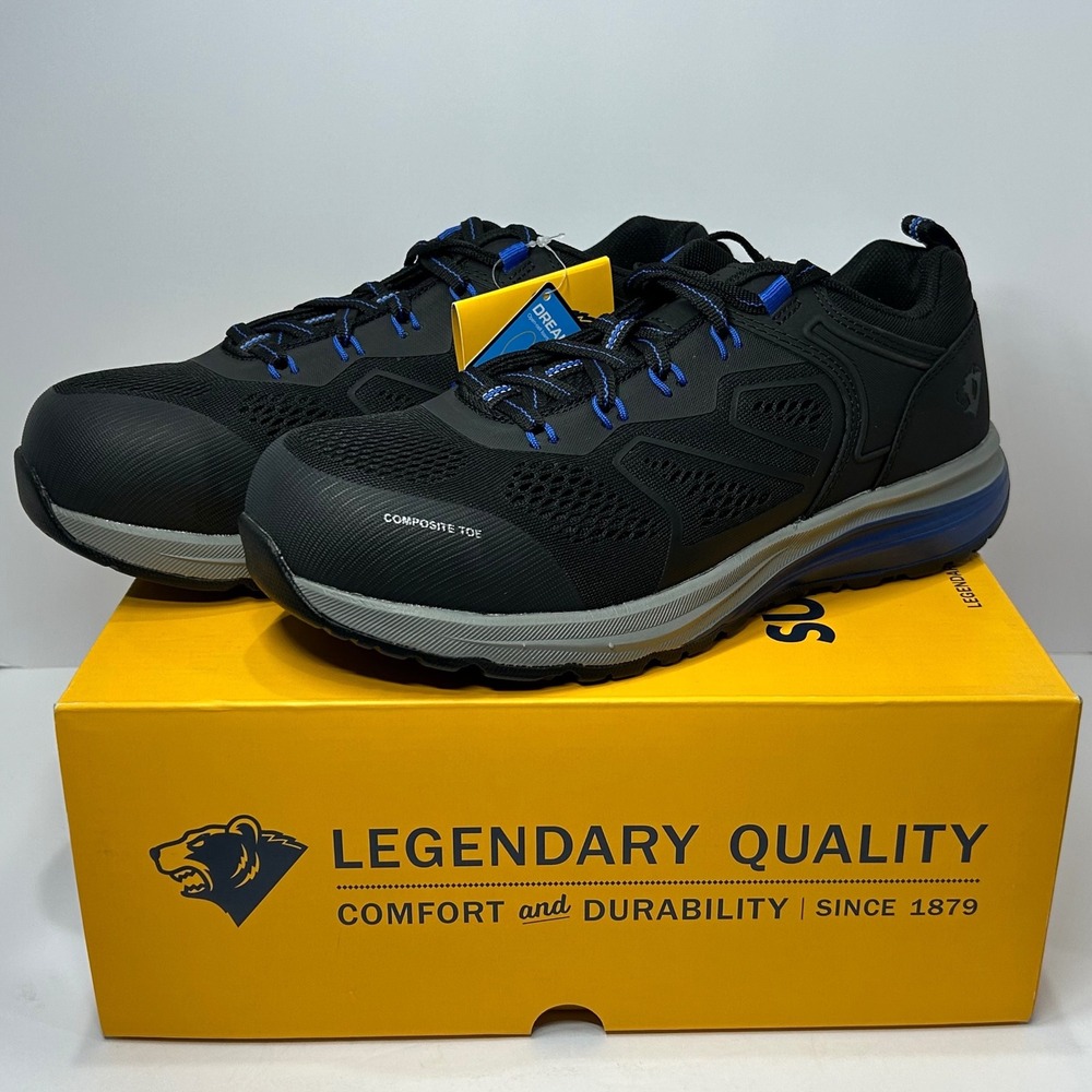 Herman Survivors Mens Cassle Composite Toe Work Shoes Black Blue Size 8 New